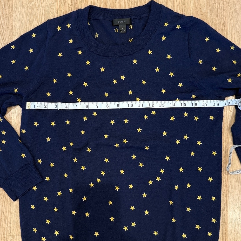 J. Crew Navy Sweater with Embroidered Gold Stars - Picture 5 of 8